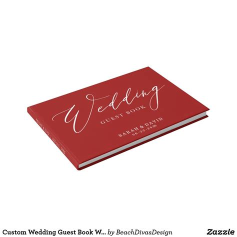 Custom Wedding Guest Book With Fancy Script Font Beach Wedding Guest