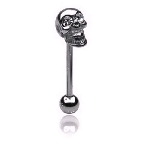 Stainless Steel Tongue Rings Crystal Skull Tongue Piercing Body