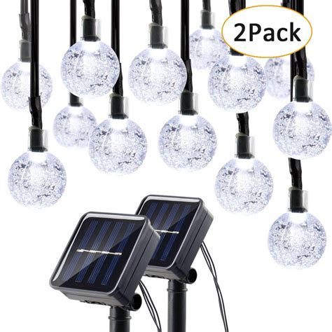 qedertek 2 pack globe solar string lights 19 7ft 30 led fairy lights outdoor solar lights for