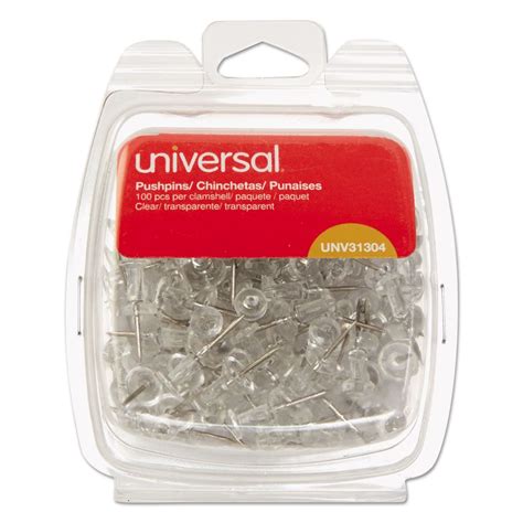 Universal Clear Push Pins Plastic 38 100pack