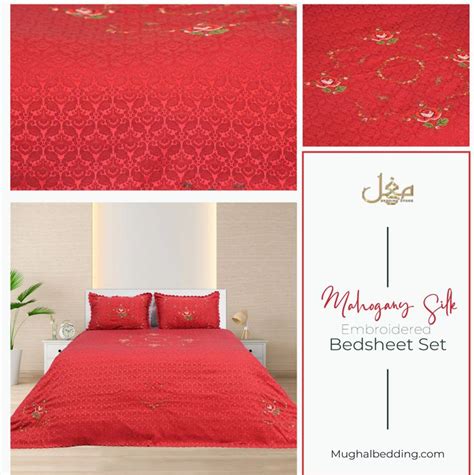 Mahogang Silk Embroidered Bedsheet Set Embroidered Bedding Bedding