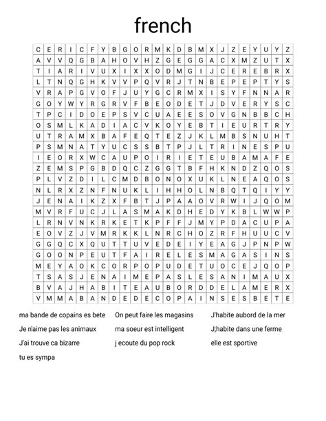 French Word Search Wordmint