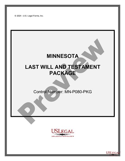 Minnesota Last Will And Testament Package Last Will Testament Us