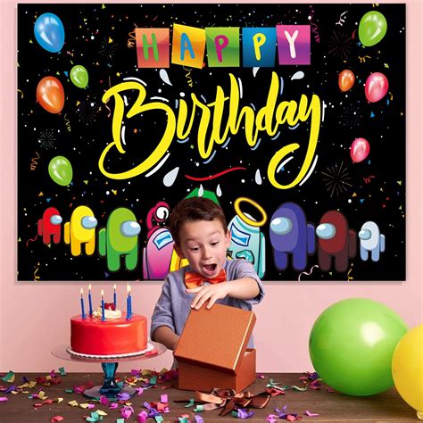 Buy Among Us Birthday Decoration Pixel Happy Birthday Backdropamong