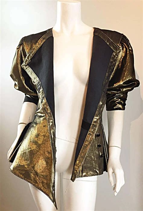Amazing Vintage Emanuel Ungaro Couture Gold Metallic Avant Garde Peplum