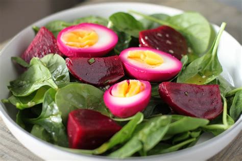 Pickled Egg And Beet Spinach Salad Dish N The Kitchen