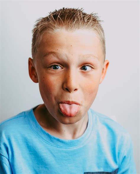 Goofy Faces Funny Faces Boy Picture Blonde Boy Tongue