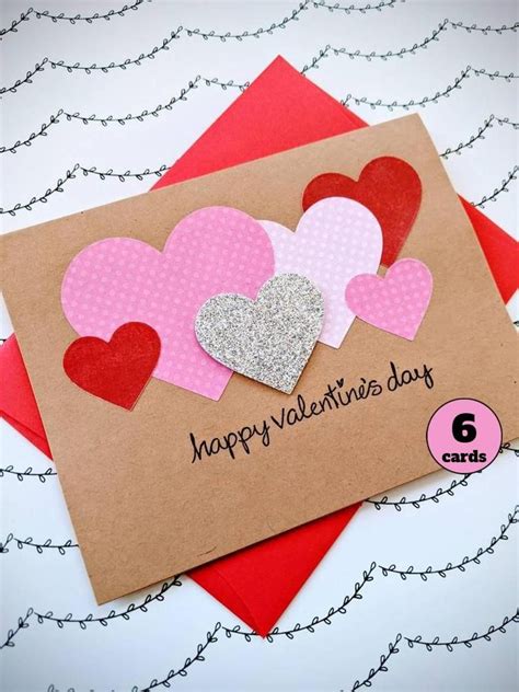 Heart Valentine Card Set Heart Valentine Handmade Etsy Homemade