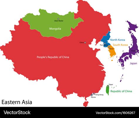 East Asia Region Colorful Map Of Countries Vector Image 54 Off