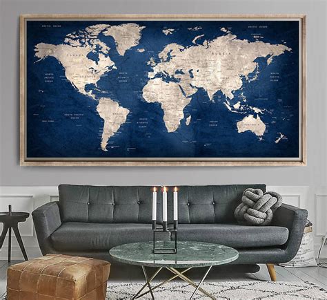 Large World Map World Map Art Print World Map Wall Art Etsy In 2020