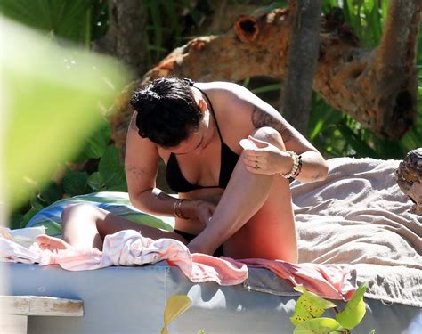 Rumer Willis In A Black Bikini Relaxing On The Beach In Tulum Quintana