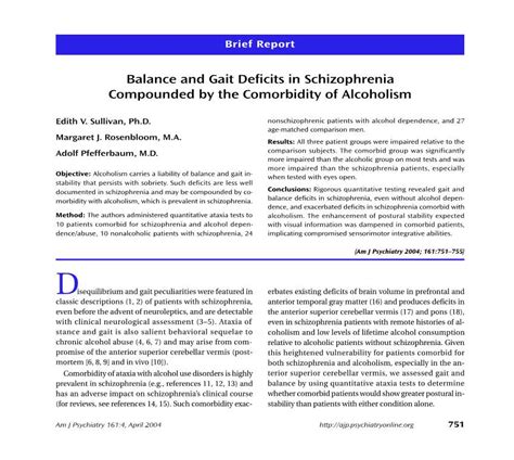 Balance And Gait Deficits In Schizophrenia Compounded By The