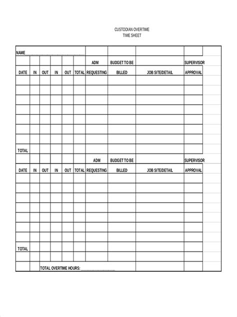 Sample Excel Templates Employee Overtime Excel Template