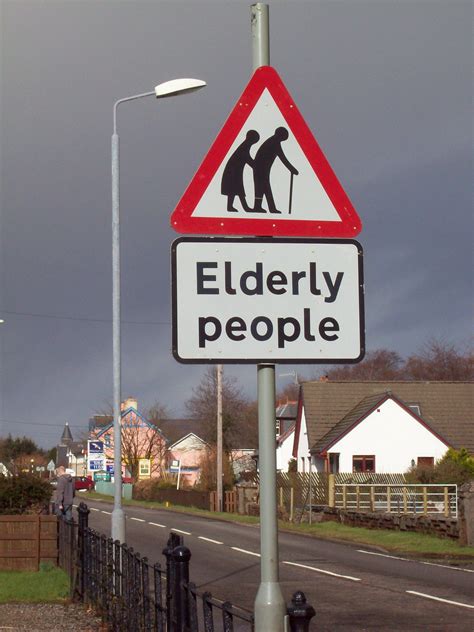 Road Sign Scotland Elderly People Motherland Wind Turbine Scotland