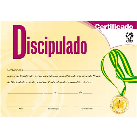 Certificado De Discipulado 20 Und Cpad