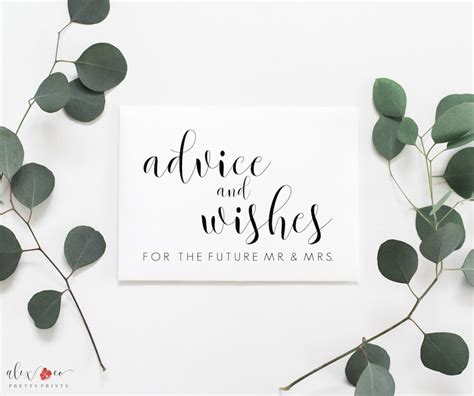 Advice And Wishes Printable Wishes For The Bride And Groom Etsy