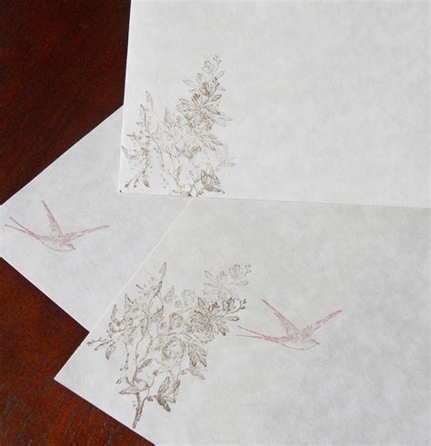 Parchment Paper Stationery Set Writing Paper Hand Stamped Etsy
