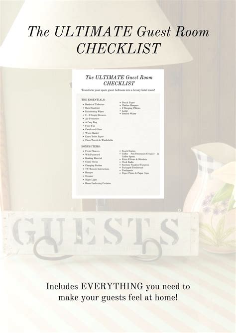 Guest Room Checklist Entertaining Checklist Pdf Checklists Etsy Uk