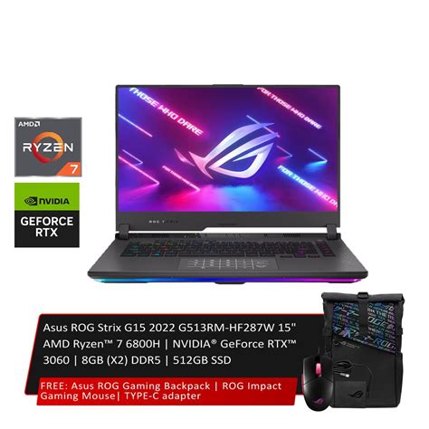 Game One Asus Rog Strix G15 2022 G513rm Hf287w 15 Amd Ryzen™ 7 6800h