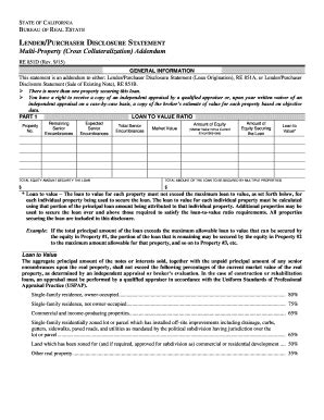 Fillable Online Dre Ca RE 851A LenderPurchaser Disclosure Statement