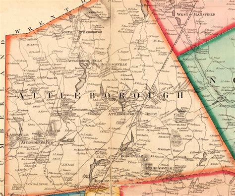 Bristol County Massachusetts 1858 Old Wall Map Reprint With Etsy