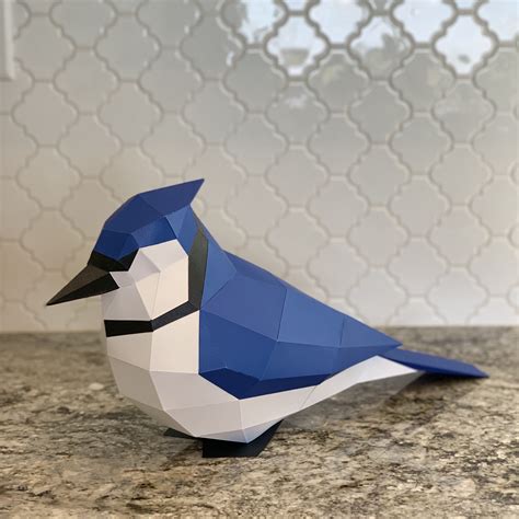 Blue Jay 3d Paper Craft Model Bird Watching Academy