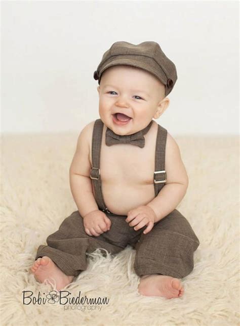 Newsboy Outfit Hat Suspenders Pants Bowtie Baby Boy Vintage