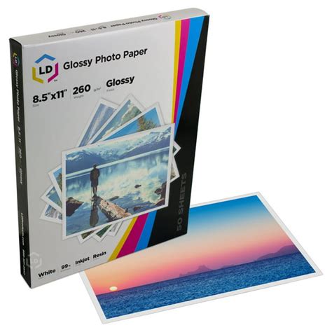 Ld Premium Glossy Photo Paper 85x11 50 Pack Resin Coated Walmart