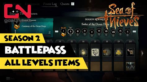 Sea Of Thieves Battle Pass Season 2 All Level Items Youtube
