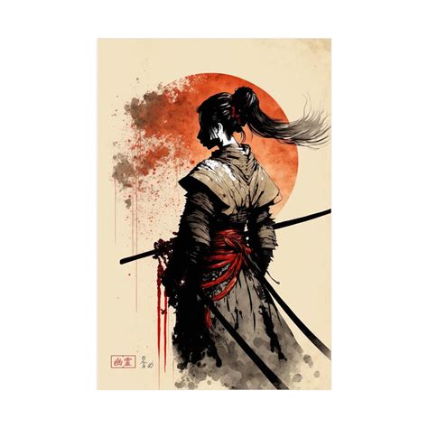 Female Samurai Watercolor Print Remorse By Ghost Orami Etsy Canada