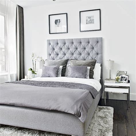 See more ideas about grey bedding, yellow grey bedding, bedroom inspirations. Modern bedroom with grey upholstered bed and soft ...