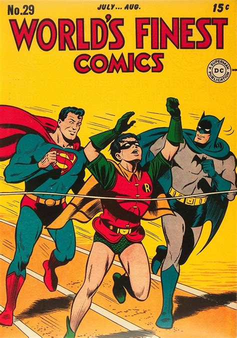 Worlds Finest Superhero Poster Vintage Comic Book Art Superman Batman