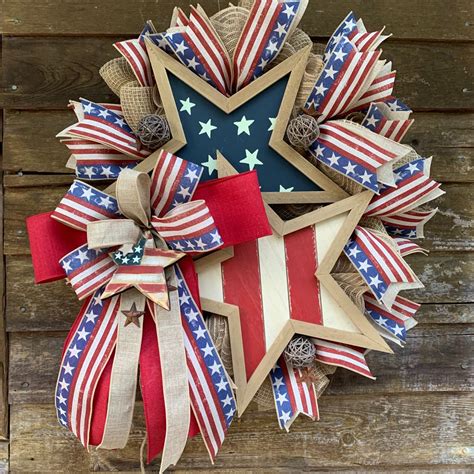 Stars And Stripes Patriotic Wreath Memorial Day Wreaths 4th Of