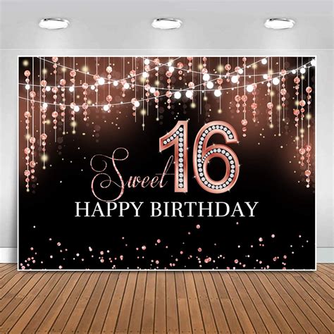 Handmade Products Sweet Sixteen 16 Rose Gold Birthday Banner