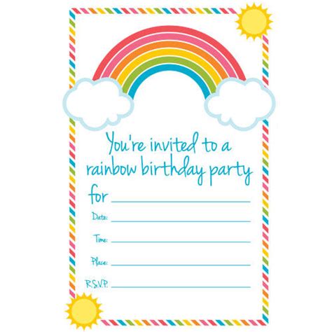 rainbow birthday party invitations  printable