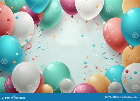 Colorful Birthday Background With Balloons Generative Ai Illustrations