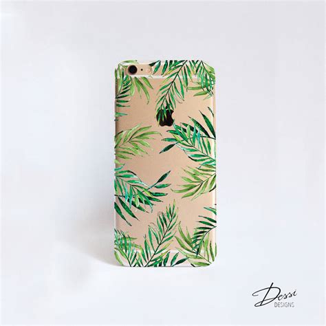 Clear Phone Case With Tropical Leaves Print By Dessi Designs