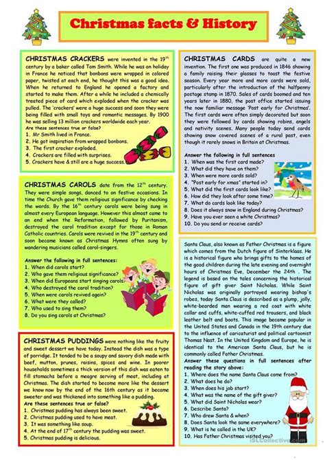 Christmas Facts And History Worksheet Free Esl Printable Worksheets