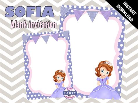Download sofia the first tiara and amulet template. Sofia the First Blank Birthday Invitation Template purple