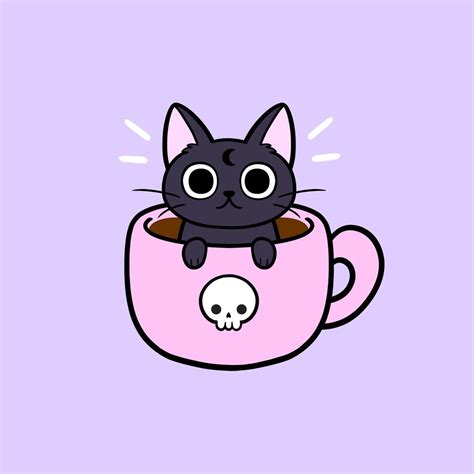 Pastel Coffee Cat Nikury Art Print By Nikury Cute Drawings Cat Art