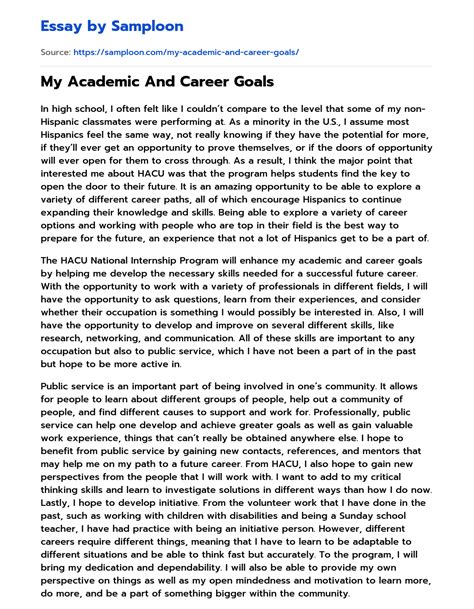 ≫ My Academic And Career Goals Free Essay Sample On