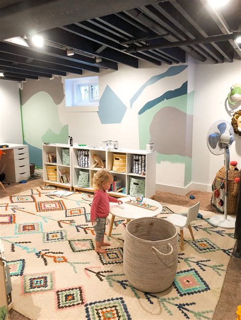 Basement Playroom Reveal And Mural How To Mindfully Gray In 2020