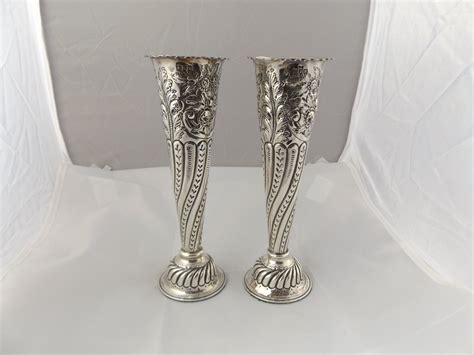 Superb Pair Of Victorian Silver Vases 516819 Uk