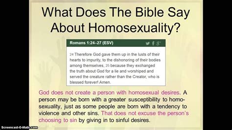 What Does The Bible Say About Homosexuality And Sin Youtube