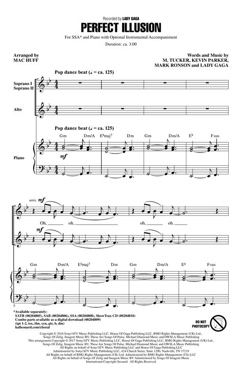 Mac Huff Perfect Illusion 589 Piano Music Notes Sheet Music Notes