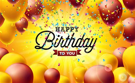 Happy Birthday Vector Illustration With Balloons Typography And