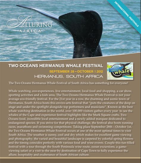 A Must Do In South Africa The Two Oceans Hermanus Whale Festival Is