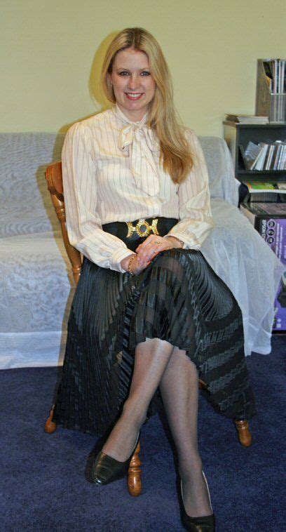 the pastor s wife mrs deborah merx wearing her modest pleated skirt blouse and pantyhose she