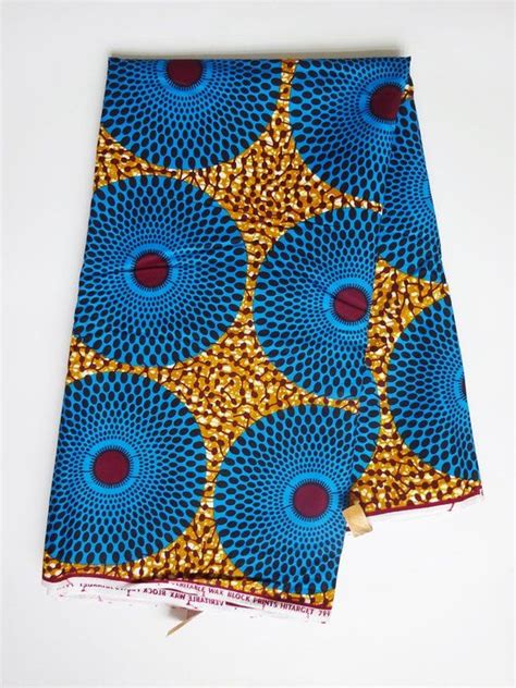 Blue African Fabric By The Yard Record Ankara Fabric Waterwell Etsy