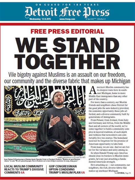 Detroit Free Press Front Page Editorial Decries Trump For Islamophobia
